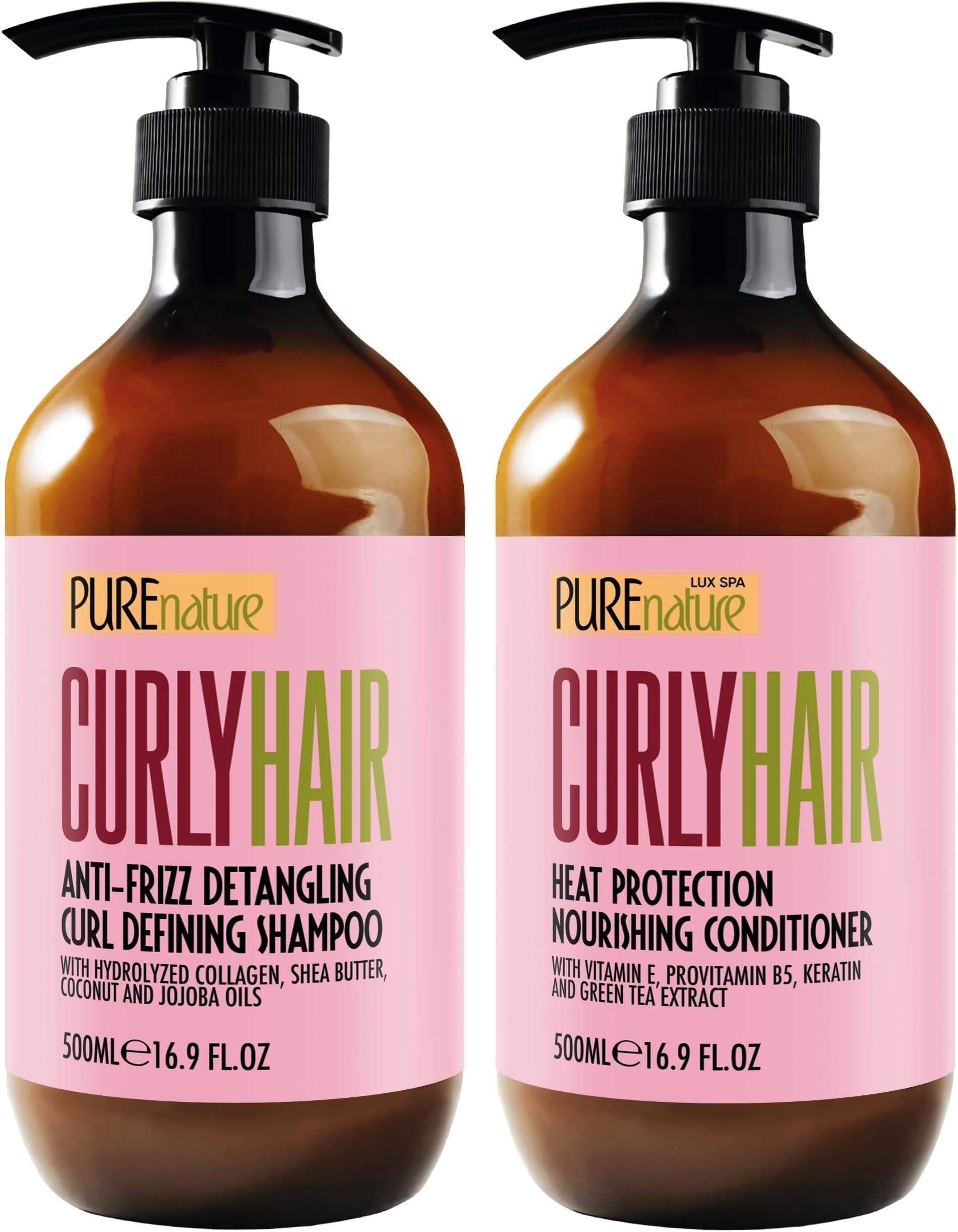 Curly Hair Shampoo and Conditioner Set Sulfate Free and Color Safe For Wavy Frizzy Fine Black and Permed Styles Moisturizing for Men and Women Deep Curl Hydrating Products with Argan Oil
