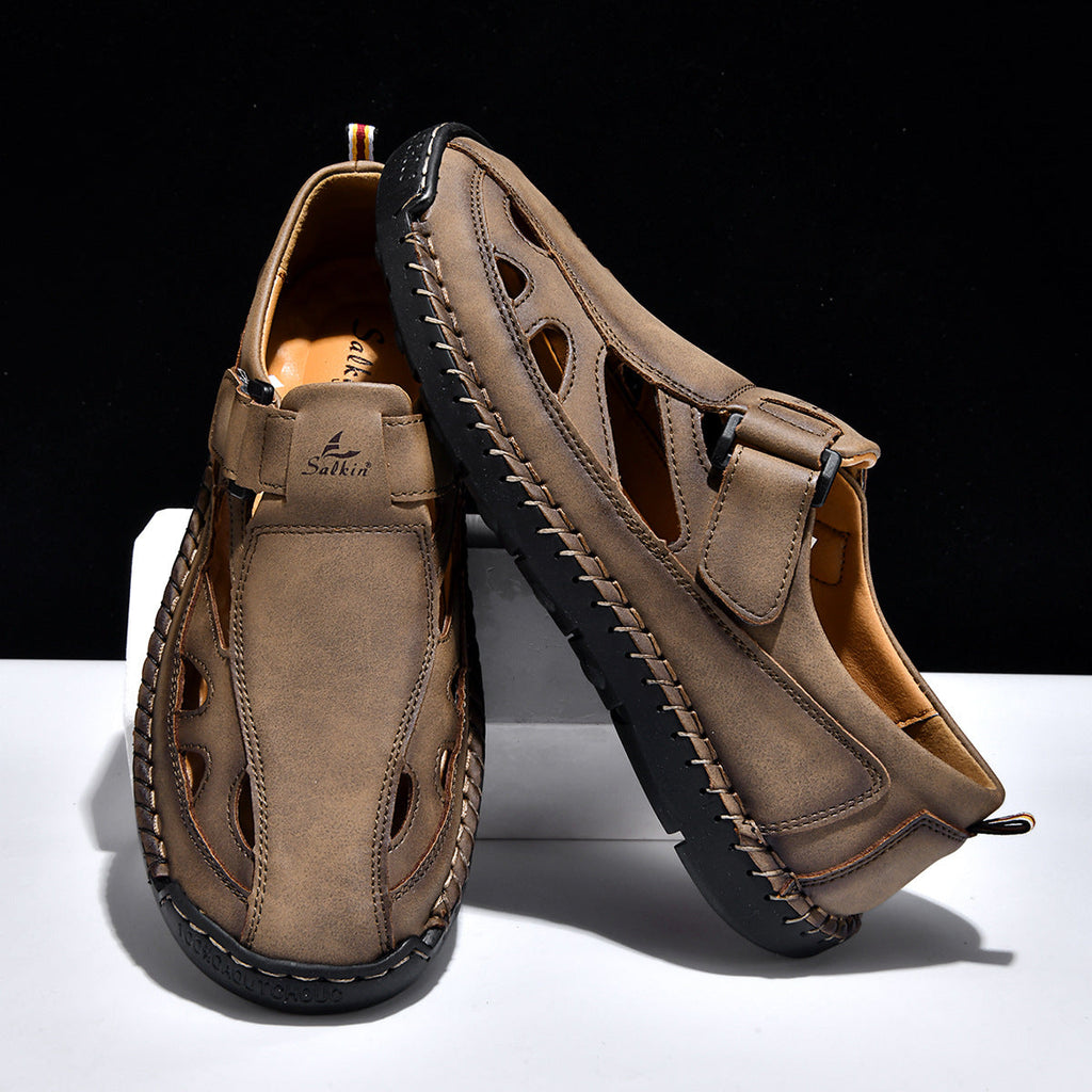 Breathable Hand-Sewn Mens Closed-Toe Sandals