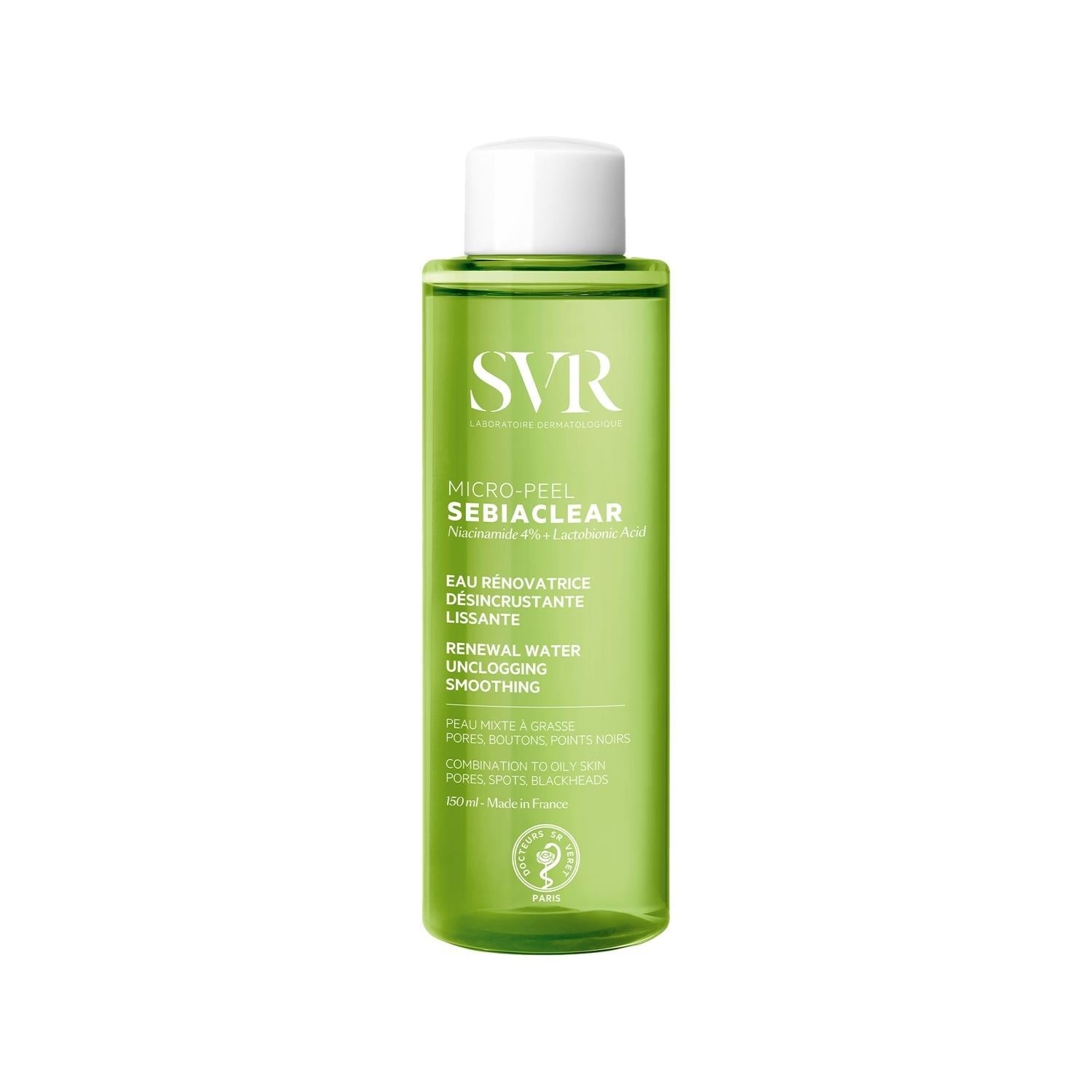 SVR Sebiaclear Micro Peel: Pore Tightening Toner with Salicylic & Niacinamide for Blackhead & Acne Treatment, Refining & Exfoliating Skin Texture
