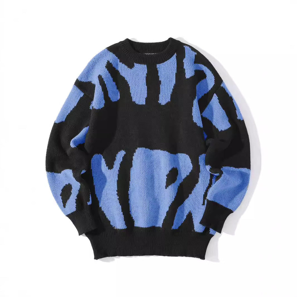 Color-blocked Irregular Wave-pattern Sweater For Men