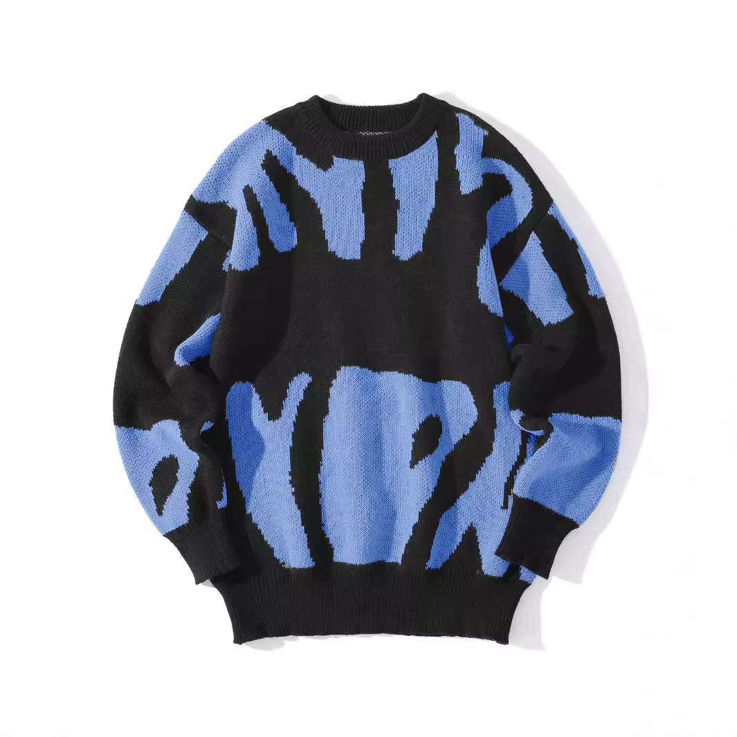 Color-blocked Irregular Wave-pattern Sweater For Men