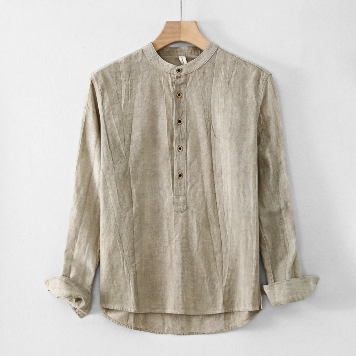 New Mens Ramie Minimalist Casual Shirt