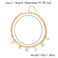 Women's Fashion Starfish Pearl Shell Fishtail Multi-pendant Necklace Bracelet