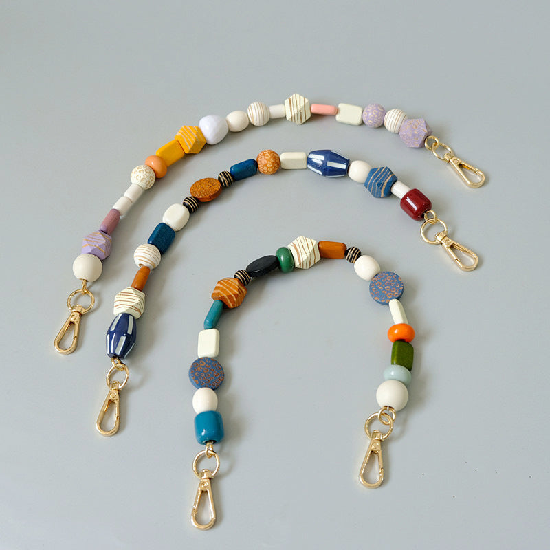 Fashionable Colorful Retro Handmade Wooden Chain Short Handbag Carrying Chain