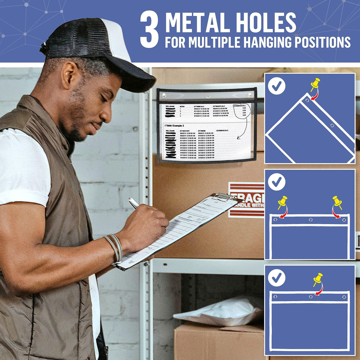 30 Pack Horizontal Job Ticket Holders 8.5x11   Landscape Shop Ticket Holders 8 1 2 x 11   Work Order Plastic Sleeves for Documents   Dry Erase Pocket Sleeves   Dry Erase Sleeves Clear Pocket Sleeves