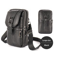 Genuine Leather Belt-Attached Multifunctional Phone Bag Mens Waist Bag