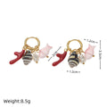 Fashionable Coral Small Fish And Conch Shell Earrings
