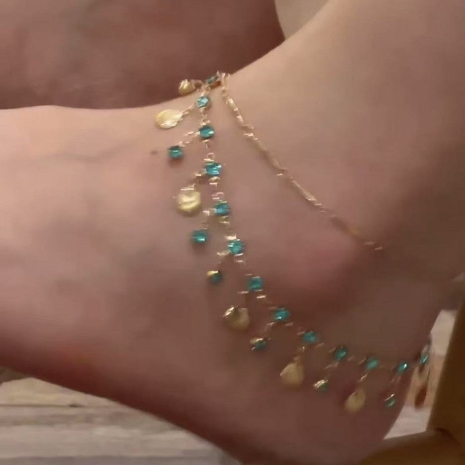 Ultra-shimmering Double-layer Shell Tassel Delicate Anklet