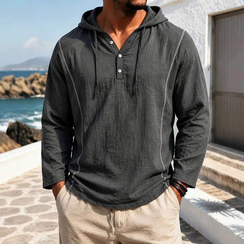 Mens Casual Stylish Loose-fitting Long-sleeve Hooded Sweatshirt