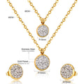 White Mud Pendant Double Chain Gold Stainless Steel Jewelry Set For Women