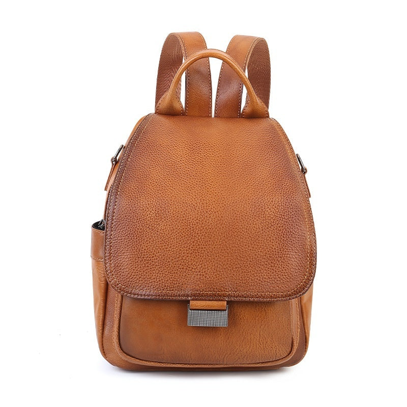 Womens Fashion Large-capacity Top-grain Leather Backpack