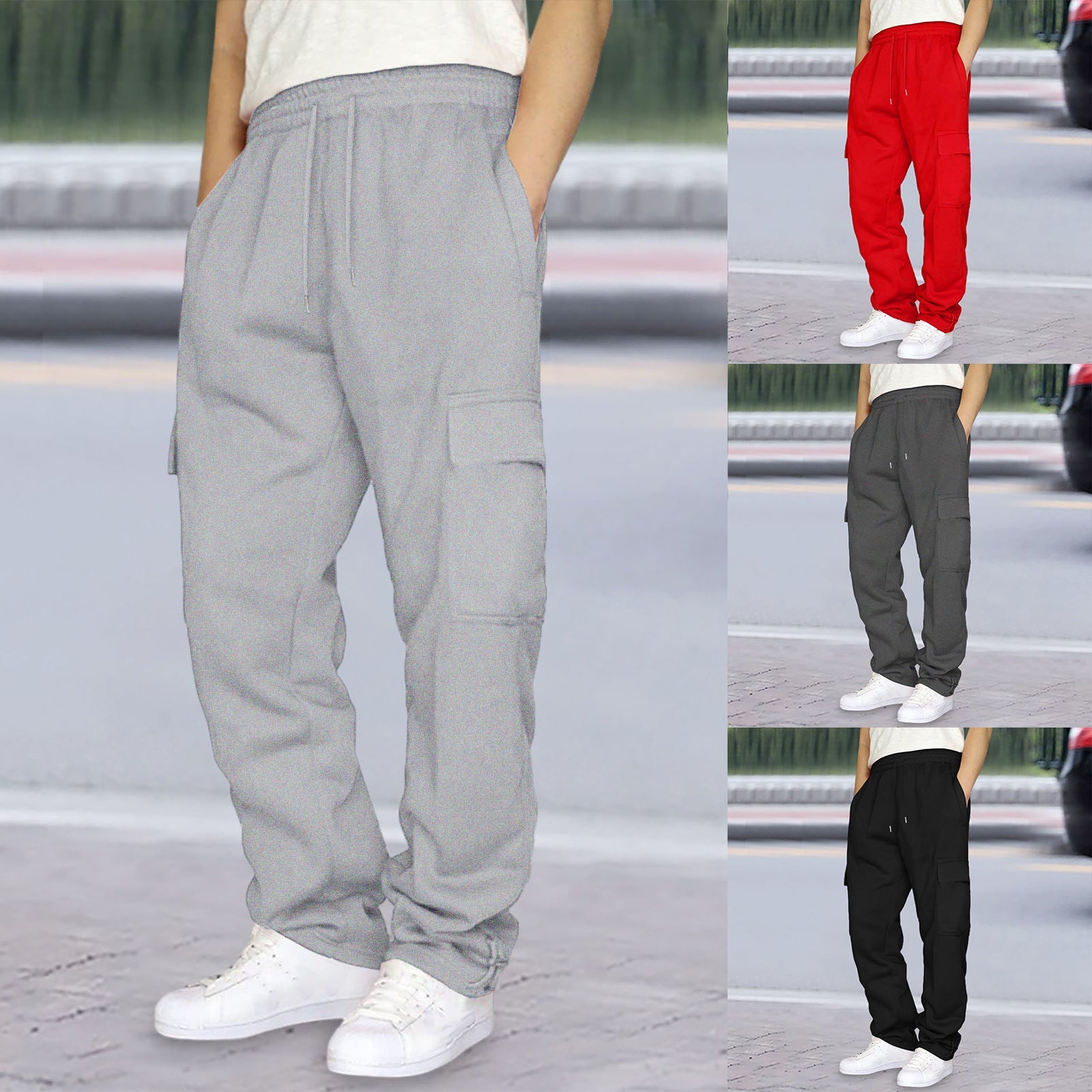 Ankle-Tightening Loose Sweatpants With Multiple Pockets And Drawstrings