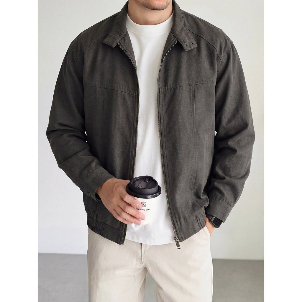 Old-money-style Vintage Stand-collar Utility Jacket