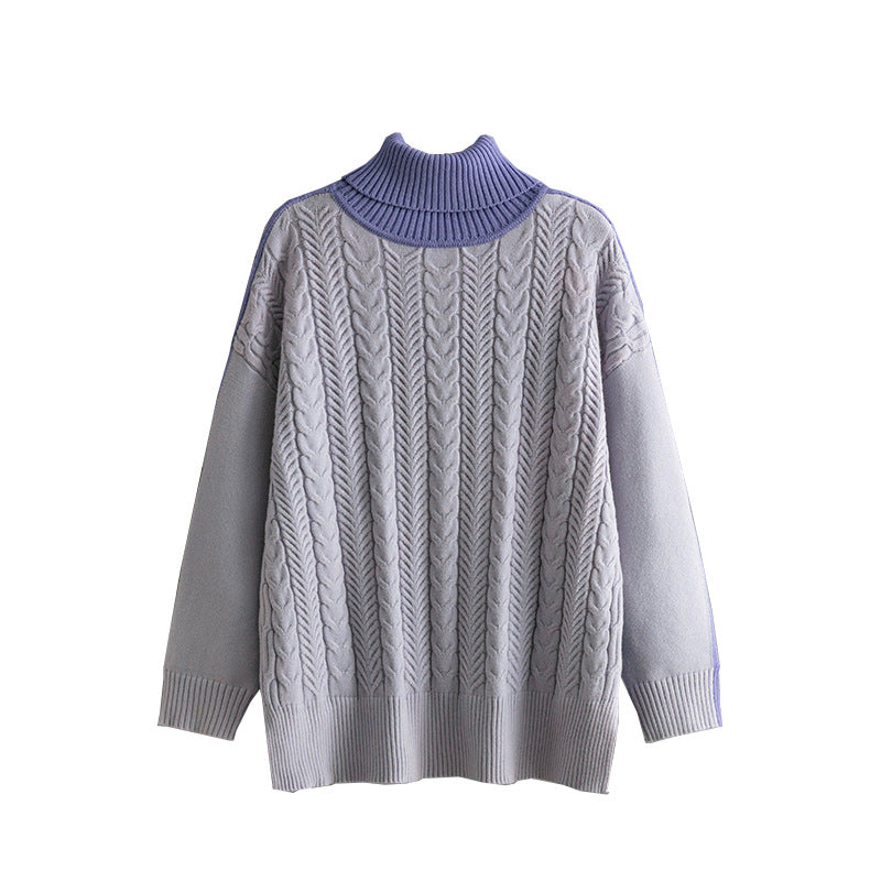 Two-tone Patchwork Jacquard Loose  Western-style Slimming Top For Women