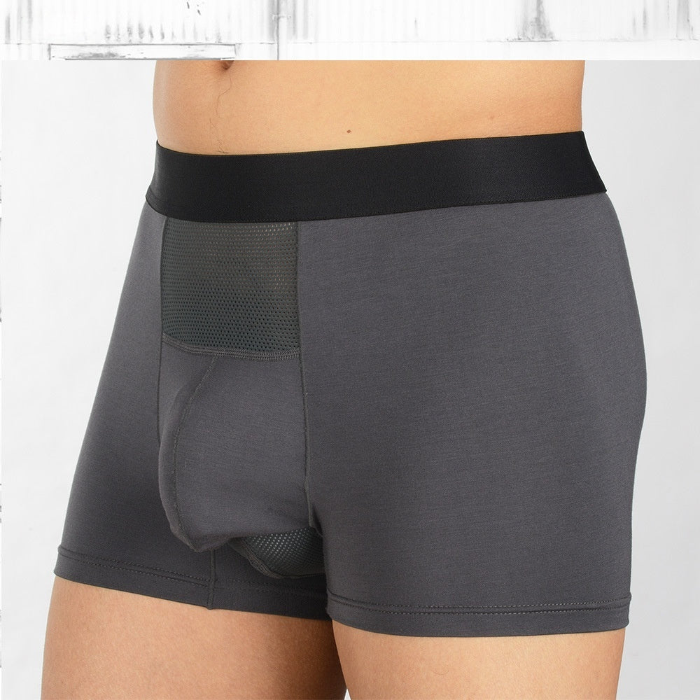 Men's Scrotal-supporting Flat-bottomed Boxer Briefs With Vein Support