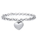 European And American-style Stainless Steel Round Pearl Chain Bracelet With A Heart Shape