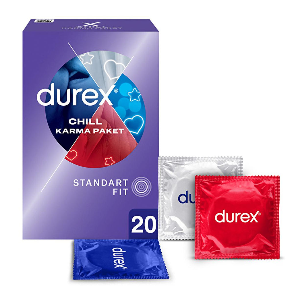 Durex Chill Condoms 20 Pack - Sensual Latex Condoms for Enhanced Intimacy & Contraception
