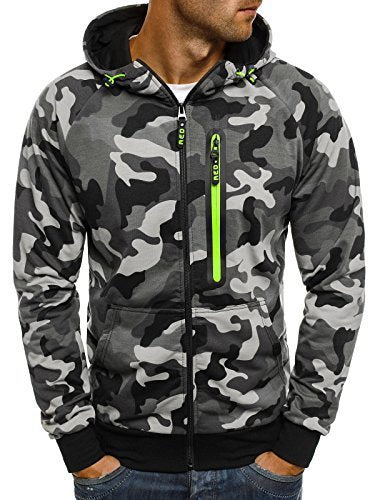 Men's Casual Hooded Zip-Up Sweatshirt Jacket