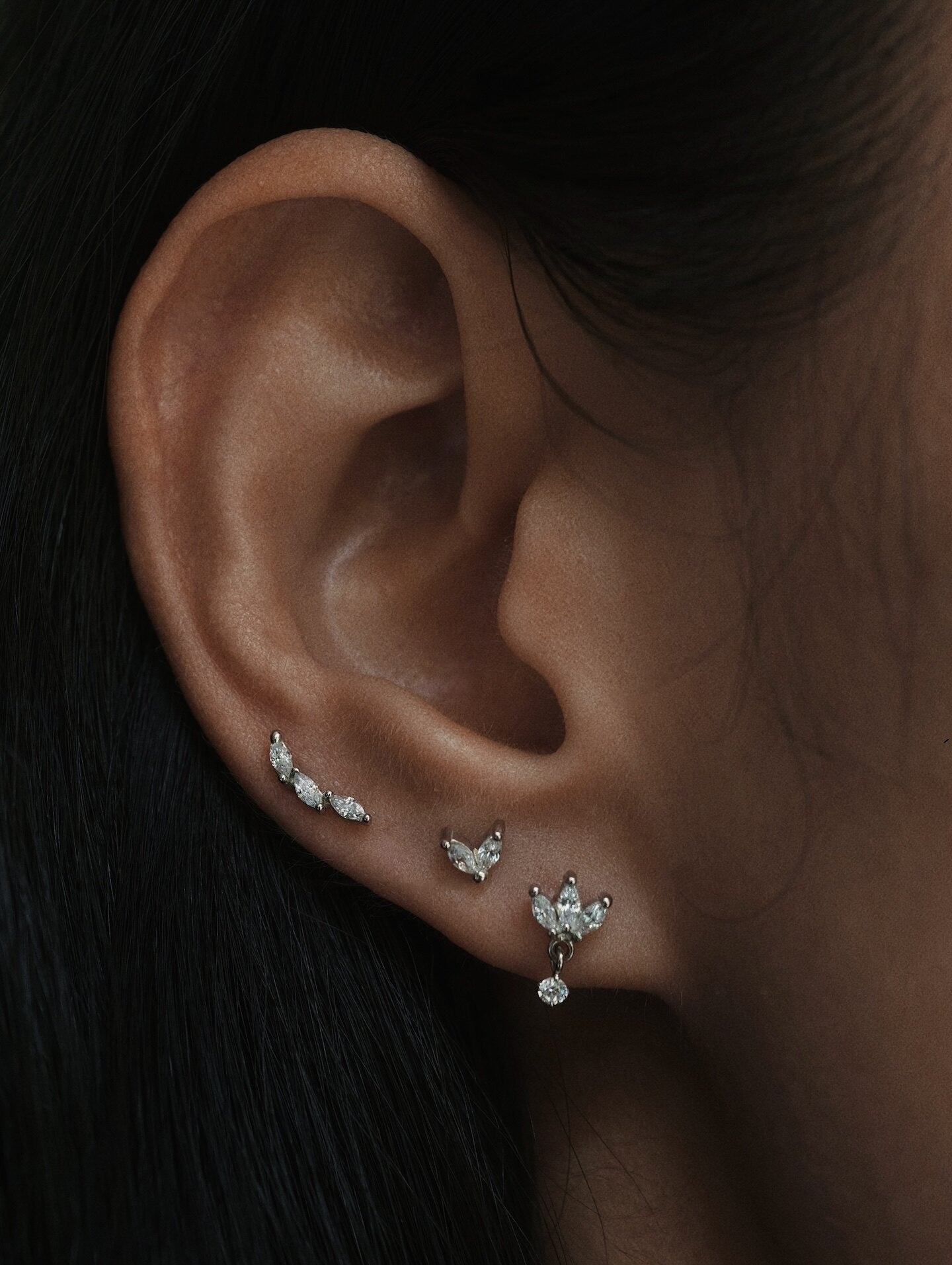 925 Sterling Silver 14K Gold-Plated Clover-Shaped Flat-Back Stud Earrings