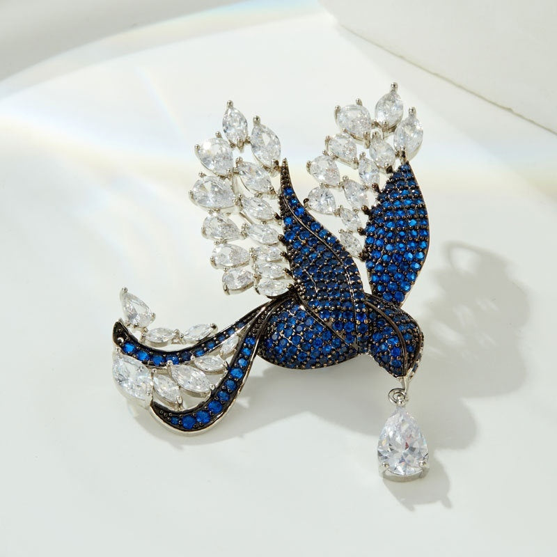 Fashionable Lightly Luxurious Micro-paved Zircon Bird Brooch