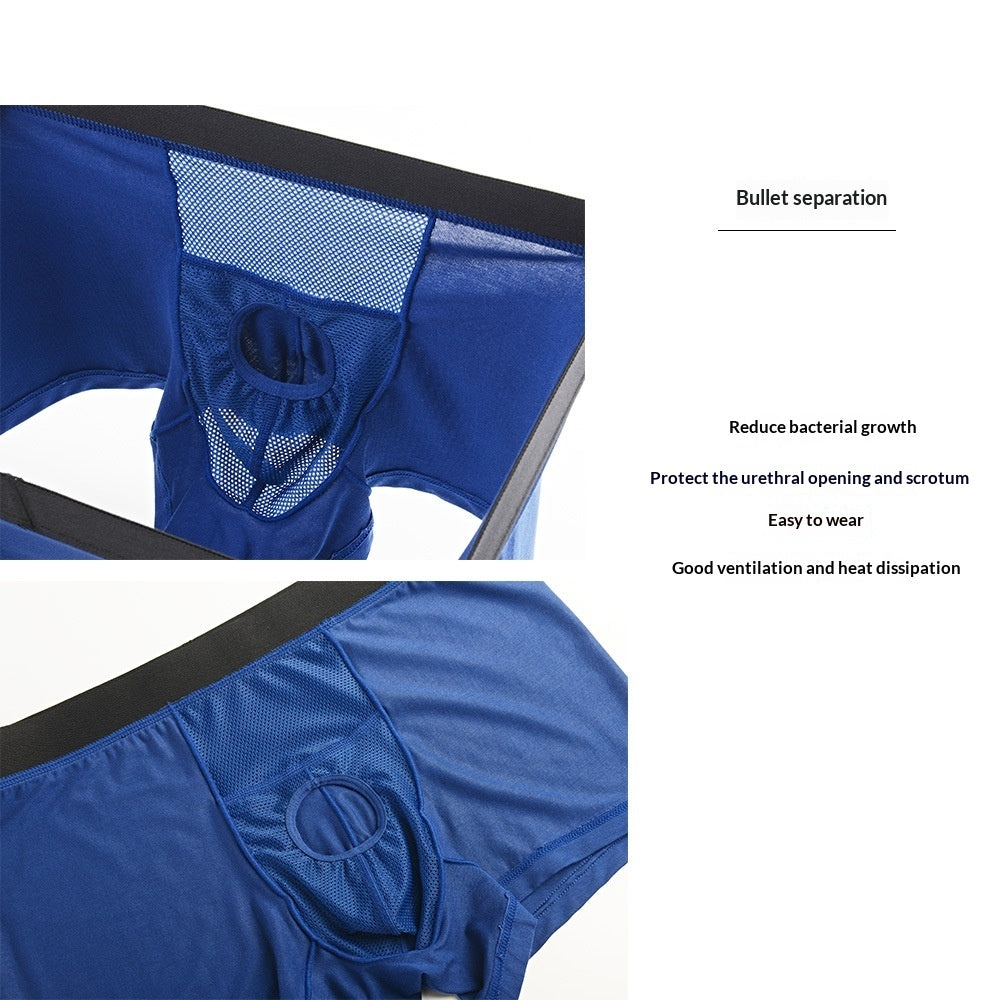 Men's Scrotal-supporting Flat-bottomed Boxer Briefs With Vein Support