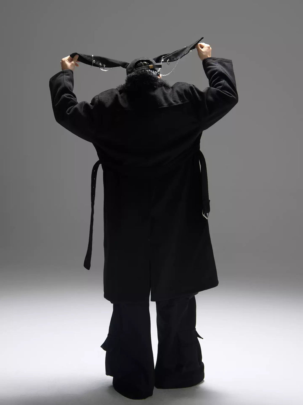 Color-block Design Over-the-knee Trench Coat Silhouette Plus-thick Cotton Coat