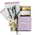 Mini Lavender Spa Gift Set Relaxation Gift Basket for Women Self Care Package with Lavender Candle Bath Bomb Soap Greeting Card & More