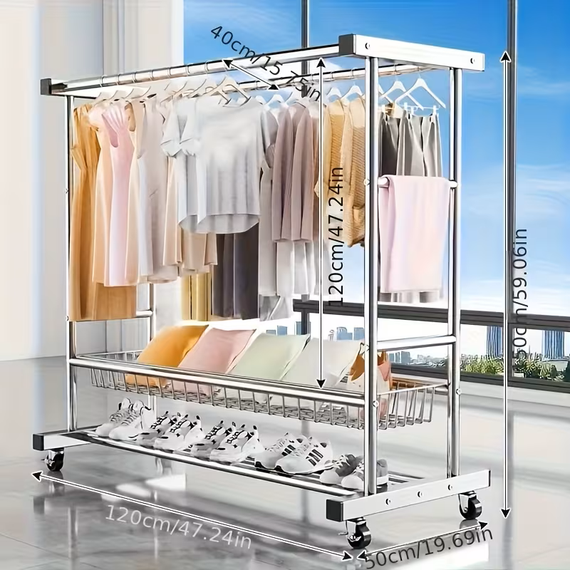 Heavy Duty Stainless Steel Rolling Laundry Drying Rack
