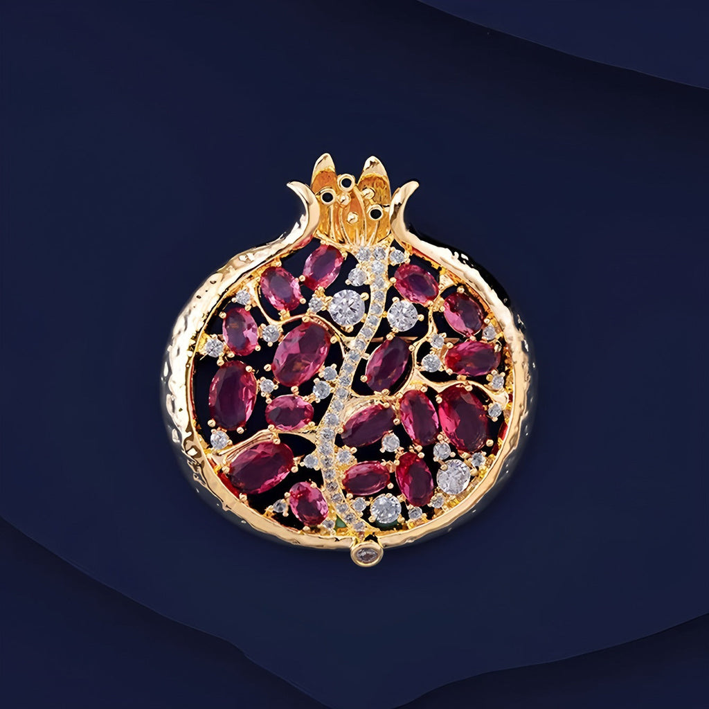 Creative Red Pomegranate Corsage Brooch Fashionable Pin