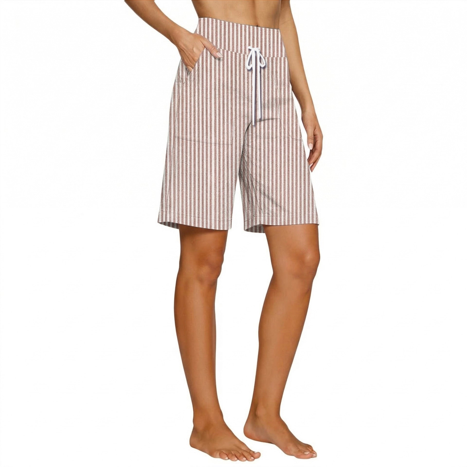 Loose-fit Striped High-waisted Shorts