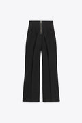 Retro Fashion Versatile Slimming High-waisted Pants With Zip Decoration