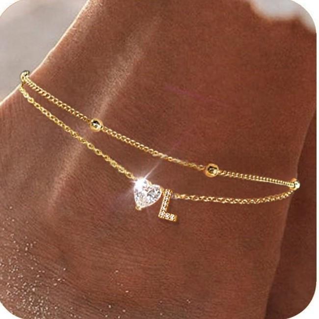 Womens Adjustable Delicate Versatile Double-layer Anklet Set