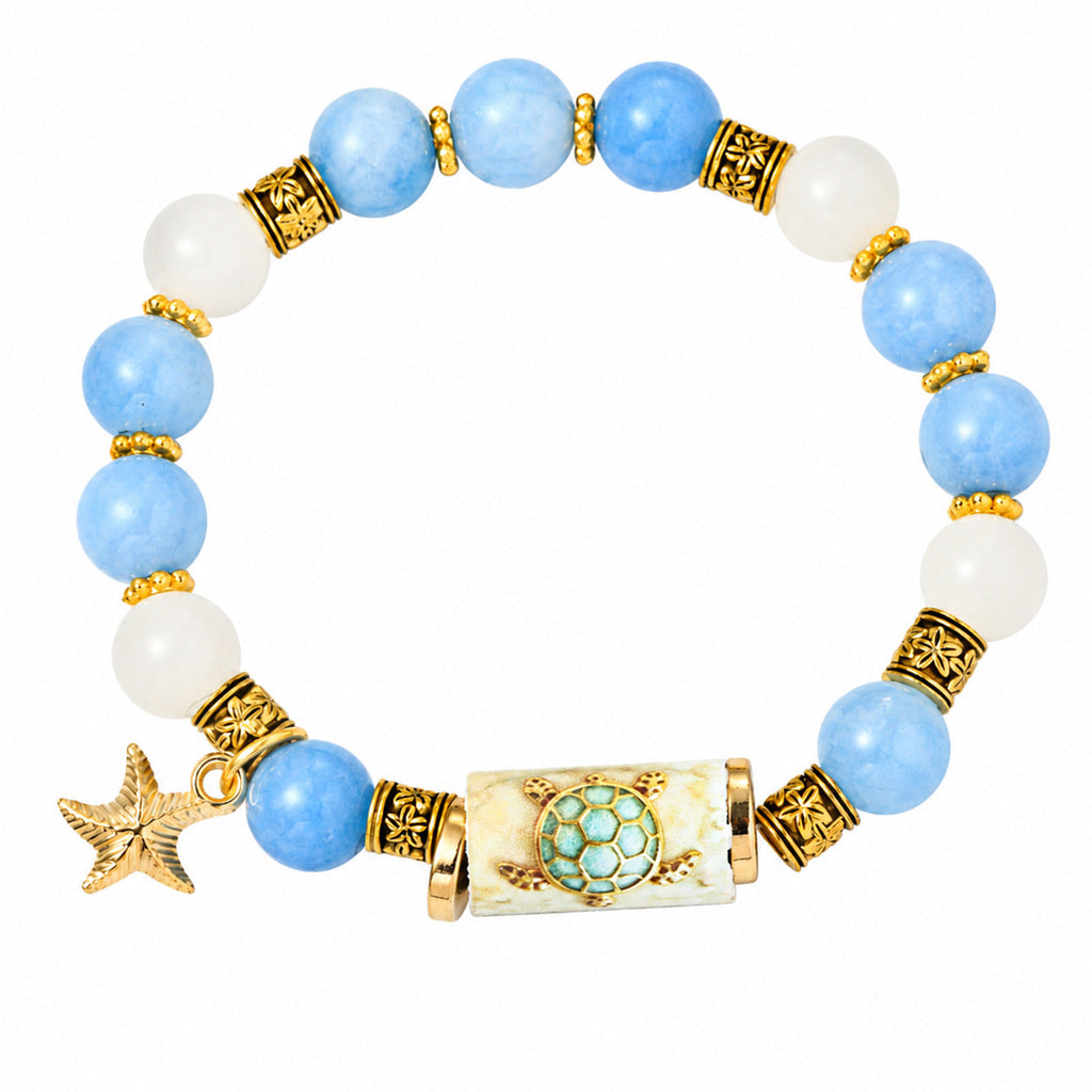 Womens Beaded Bracelet With Metal Tubes