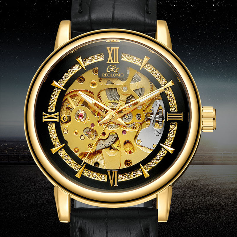 European And American-style Mens Fashionable Hollow-out Mechanical Watch