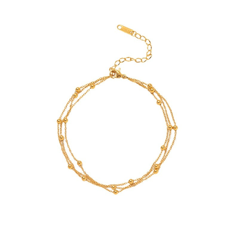 Fashionable And Minimalist Multi-layer Metal Bead Anklet