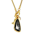 OT Toggle Multi Charm Smoky Teardrop Zircon Snake Sweater Chain, Minimal Cool Long Necklace For European Spanish Women