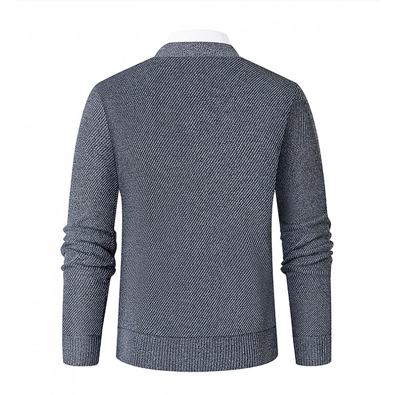 Mens Cardigan With Fleece Lining Thickened Outerwear