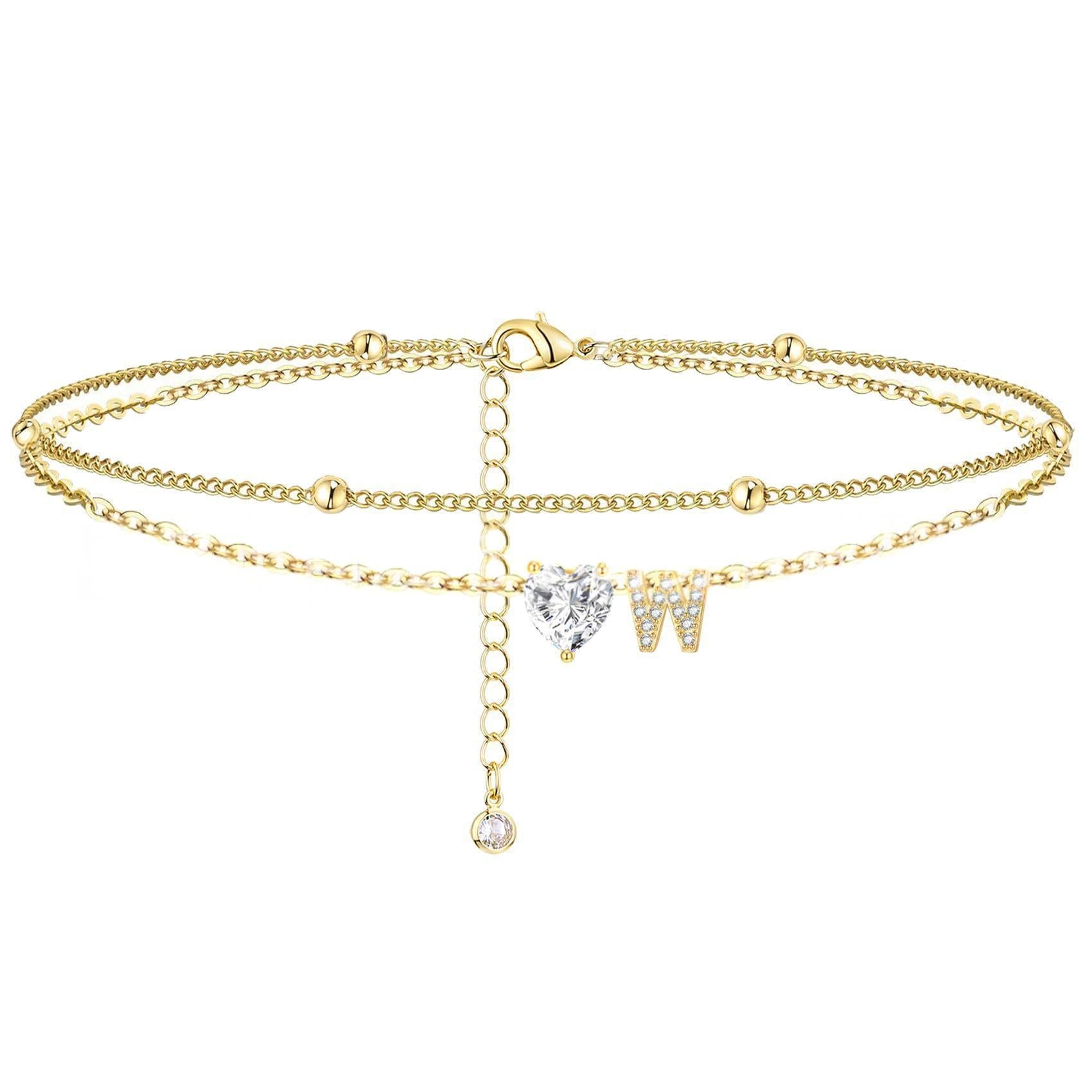 Womens Adjustable Delicate Versatile Double-layer Anklet Set