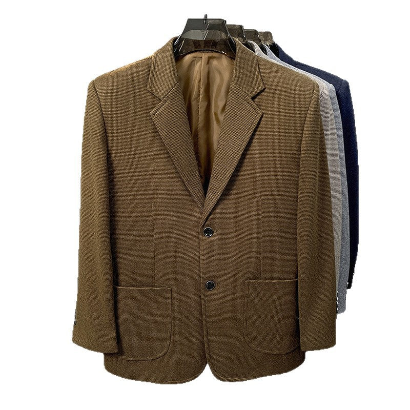 Lightly Mature-style Casual Mens Heavy Wool Suit For Spring And Autumn