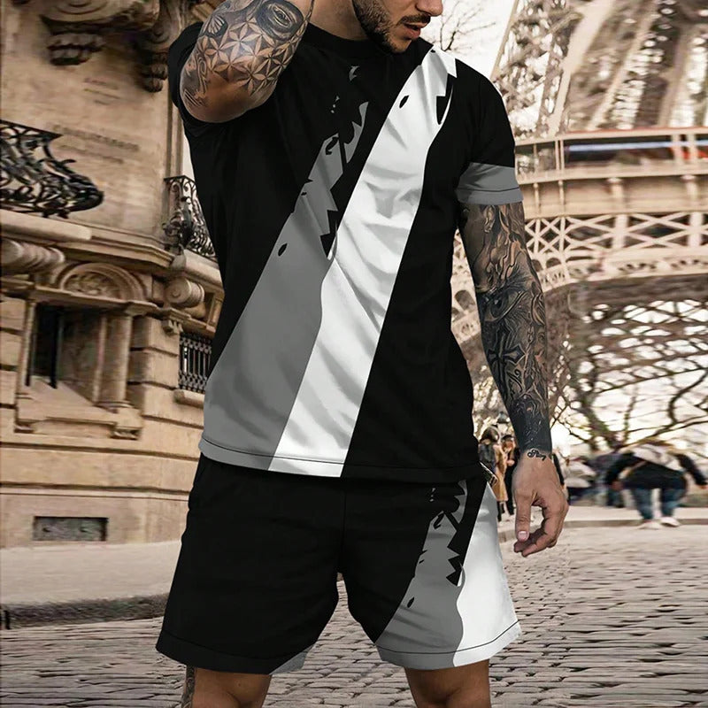 Short Sleeve PU Casual Multicolor Sportswear Suit