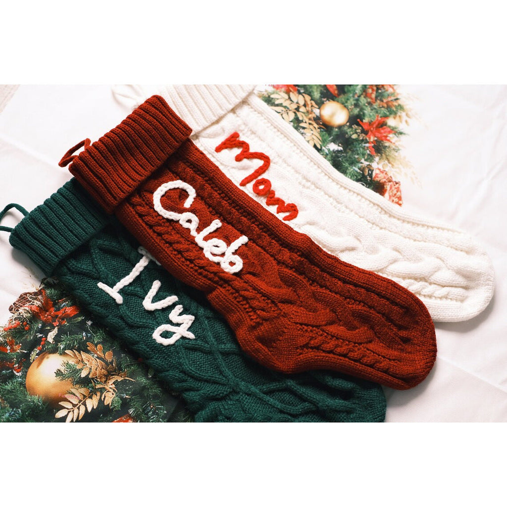 Embroidered Knitted Christmas Socks