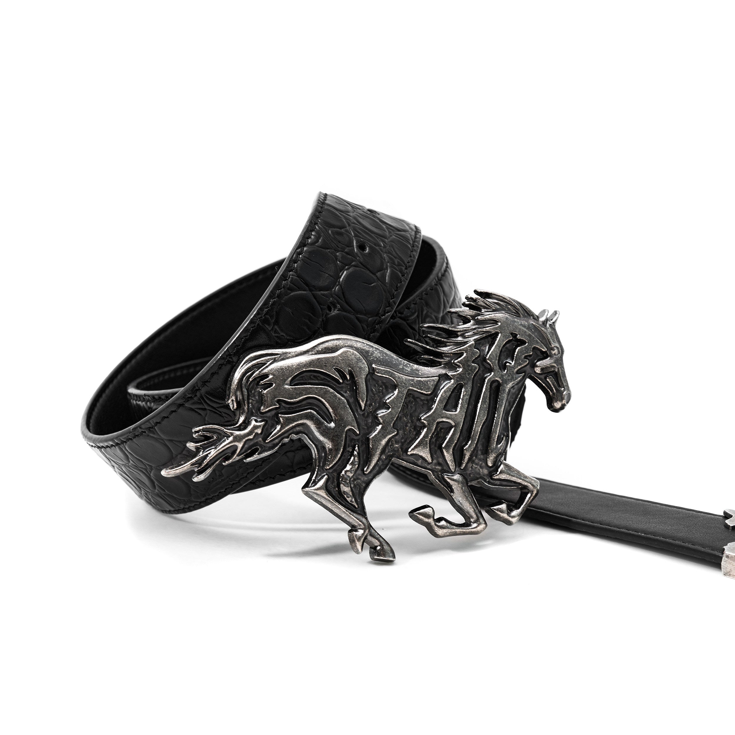 Textured Embossed Full-grain Leather Belt