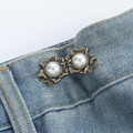Pearl five-petal flower waist buckle-copper-alloy-1 pair