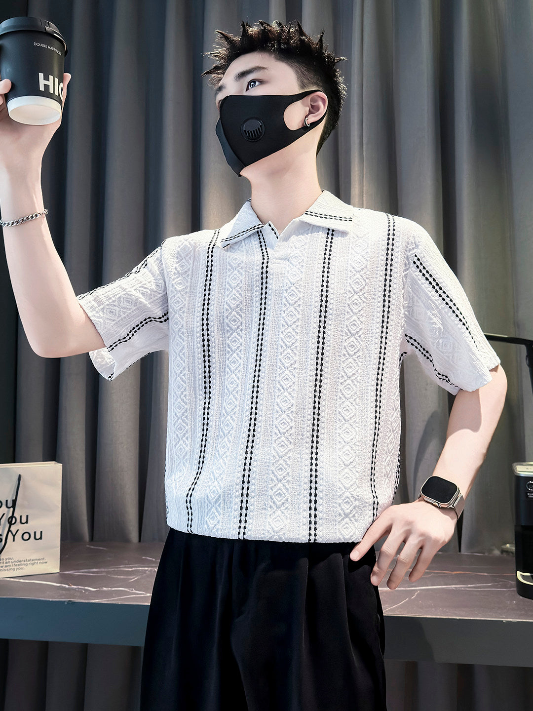 Mens Striped Stylish Casual Versatile Shirt