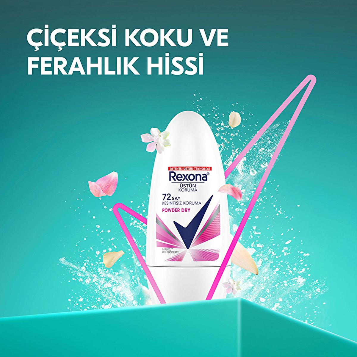Rexona Women's Powder Dry Deodorant Roll-On - 72 Hour Protection, Long-Lasting Freshness