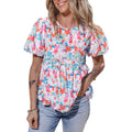 Women's Cute Contrast Color Stitching Round Neck Short-Sleeved Shirt