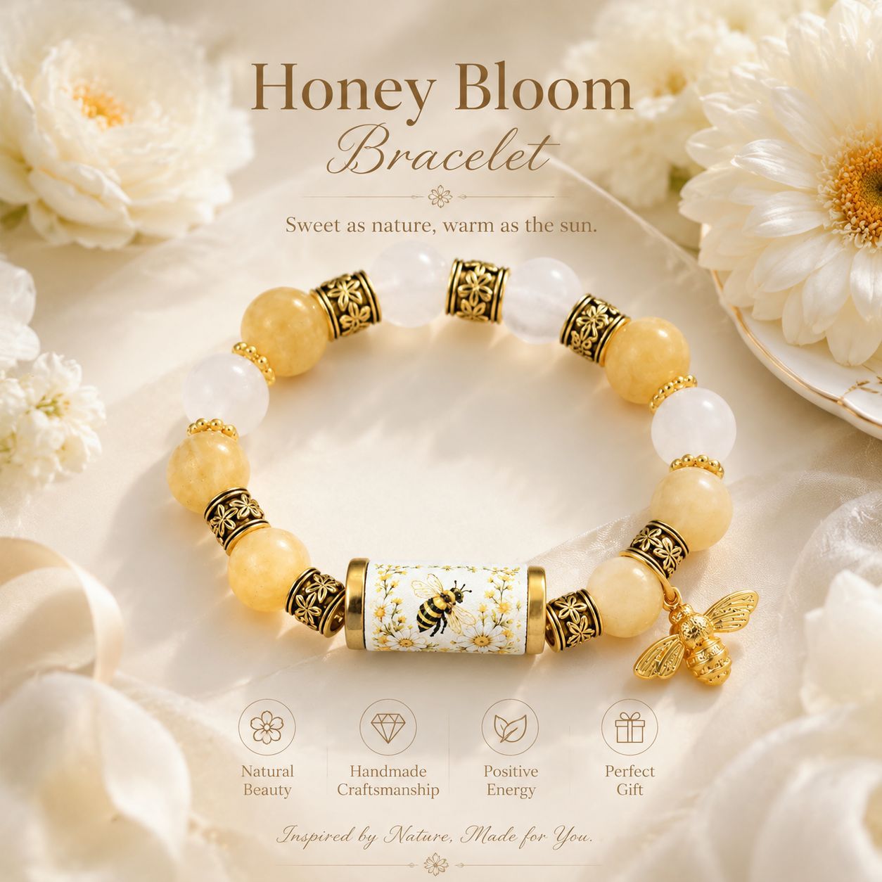 Womens Beaded Bracelet With Metal Tubes