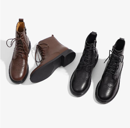 British-style Lace-up Vintage French-style Ankle Boots
