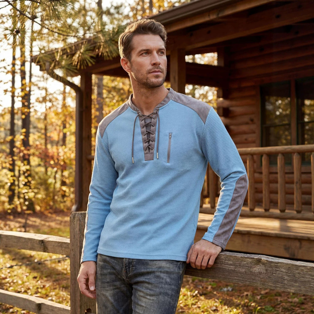 Mens Color-Block Long-Sleeve Sports Sweatshirt