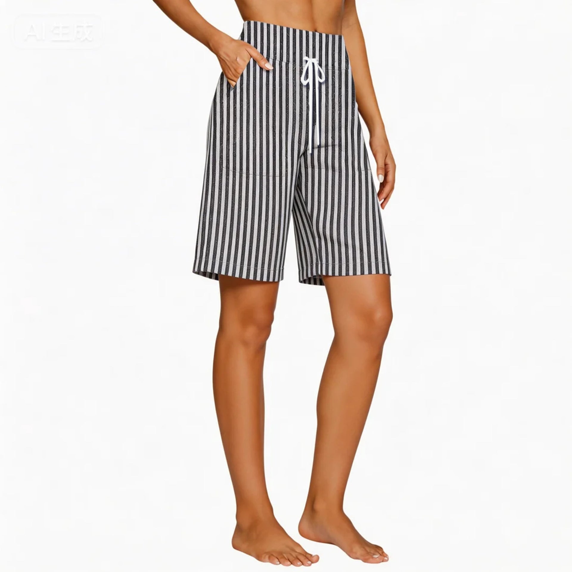 Loose-fit Striped High-waisted Shorts